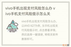 vivo手机出现支付风险怎么办 vivo手机支付风险提示怎么关