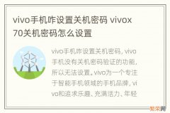 vivo手机咋设置关机密码 vivox70关机密码怎么设置