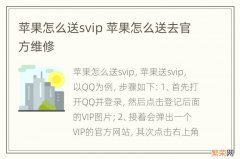 苹果怎么送svip 苹果怎么送去官方维修