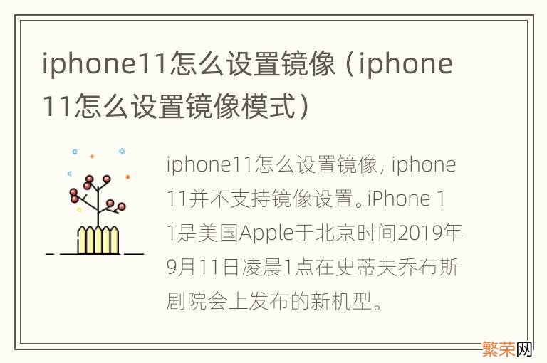 iphone11怎么设置镜像模式 iphone11怎么设置镜像