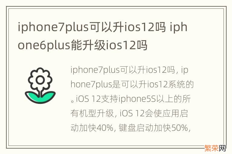 iphone7plus可以升ios12吗 iphone6plus能升级ios12吗