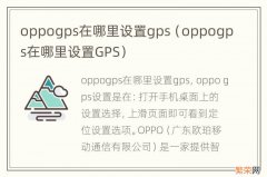 oppogps在哪里设置GPS oppogps在哪里设置gps