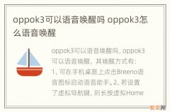 oppok3可以语音唤醒吗 oppok3怎么语音唤醒