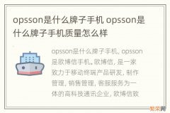 opsson是什么牌子手机 opsson是什么牌子手机质量怎么样