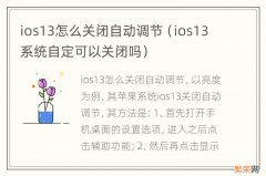 ios13系统自定可以关闭吗 ios13怎么关闭自动调节