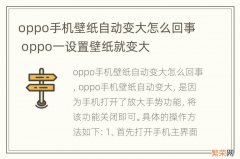 oppo手机壁纸自动变大怎么回事 oppo一设置壁纸就变大