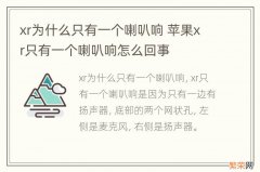 xr为什么只有一个喇叭响 苹果xr只有一个喇叭响怎么回事