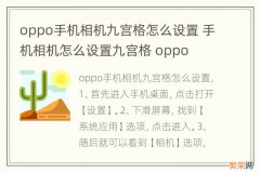 oppo手机相机九宫格怎么设置 手机相机怎么设置九宫格 oppo