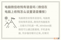 微信在电脑上收钱怎么设置语音播报 电脑微信收钱有语音吗