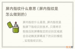 屏内指纹是怎么做到的 屏内指纹什么意思