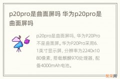 p20pro是曲面屏吗 华为p20pro是曲面屏吗