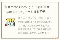 华为mate30pro5g上市时间 华为mate30pro5g上市时间和价格