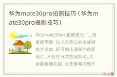 华为mate30pro摄影技巧 华为mate30pro拍照技巧