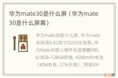 华为mate30是什么屏幕 华为mate30是什么屏