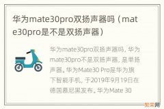 mate30pro是不是双扬声器 华为mate30pro双扬声器吗