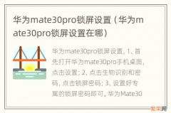 华为mate30pro锁屏设置在哪 华为mate30pro锁屏设置