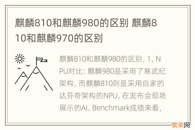 麒麟810和麒麟980的区别 麒麟810和麒麟970的区别