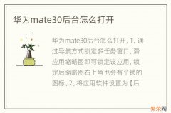 华为mate30后台怎么打开