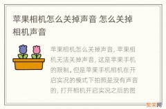 苹果相机怎么关掉声音 怎么关掉相机声音