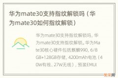 华为mate30如何指纹解锁 华为mate30支持指纹解锁吗