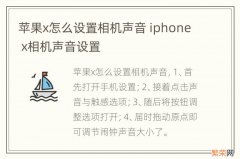 苹果x怎么设置相机声音 iphone x相机声音设置