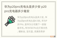 华为p20pro充电头是多少安 p20pro充电器多少毫安