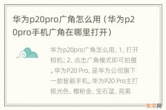 华为p20pro手机广角在哪里打开 华为p20pro广角怎么用