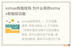 xsmax有指纹吗 为什么有的xsmax有指纹功能