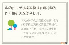 华为p30相机实况怎么打开 华为p30手机实况模式在哪