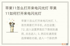 苹果11怎么打开来电闪光灯 苹果11如何打开来电闪光灯