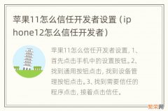 iphone12怎么信任开发者 苹果11怎么信任开发者设置