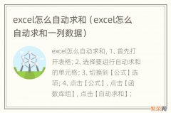 excel怎么自动求和一列数据 excel怎么自动求和