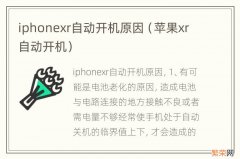 苹果xr自动开机 iphonexr自动开机原因