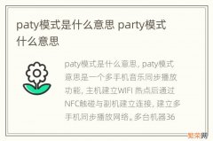 paty模式是什么意思 party模式什么意思