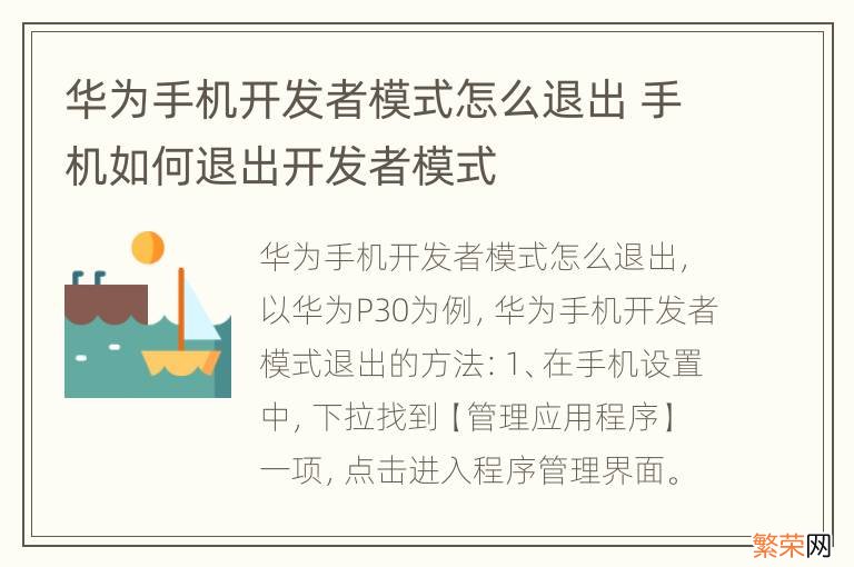 华为手机开发者模式怎么退出 手机如何退出开发者模式