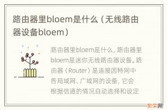 无线路由器设备bloem 路由器里bloem是什么