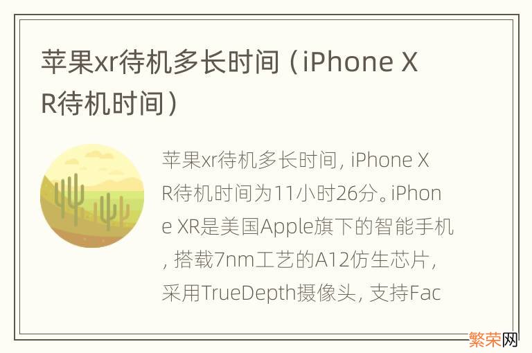 iPhone XR待机时间 苹果xr待机多长时间