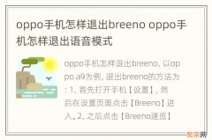 oppo手机怎样退出breeno oppo手机怎样退出语音模式