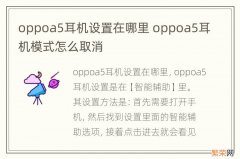 oppoa5耳机设置在哪里 oppoa5耳机模式怎么取消