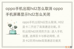 oppo手机出现hd2怎么取消 oppo手机屏幕显示hd2怎么关闭