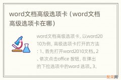 word文档高级选项卡在哪 word文档高级选项卡