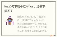 ios如何下载小红书 ios小红书下载不了