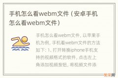 安卓手机怎么看webm文件 手机怎么看webm文件