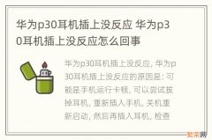 华为p30耳机插上没反应 华为p30耳机插上没反应怎么回事