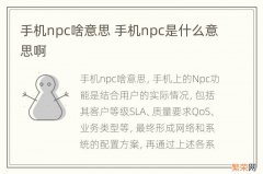 手机npc啥意思 手机npc是什么意思啊