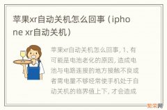 iphone xr自动关机 苹果xr自动关机怎么回事