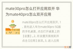 mate30pro怎么打开应用双开 华为mate40pro怎么双开应用