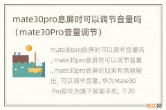 mate30Pro音量调节 mate30pro息屏时可以调节音量吗