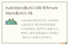 mate30pro是ufs3.0吗 华为mate30pro是ufs3.1吗
