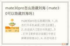mate30可以隐藏刘海吗 mate30pro怎么隐藏刘海